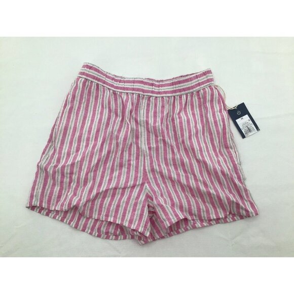 Universal Thread Womens XS Pink & Ivory Striped Elastic Waist Pull On Shorts - Picture 1 of 4
